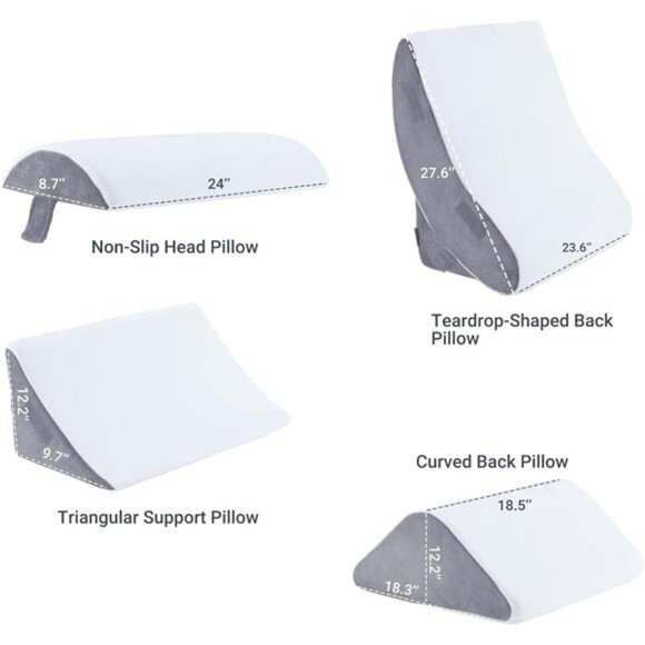 Kingfun 4pcs Orthopedic Bed Wedge Pillow Set for Post Surgery, Memory Foam - Picture 5 of 7